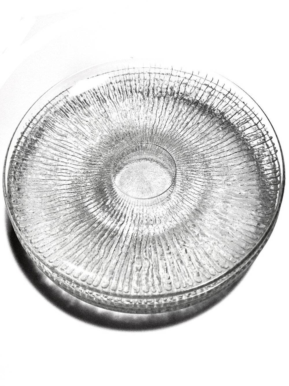 ‘Indiana Glass’ Set of 4 Clear, Textured “Tree Bark” Vintage Salad Plates